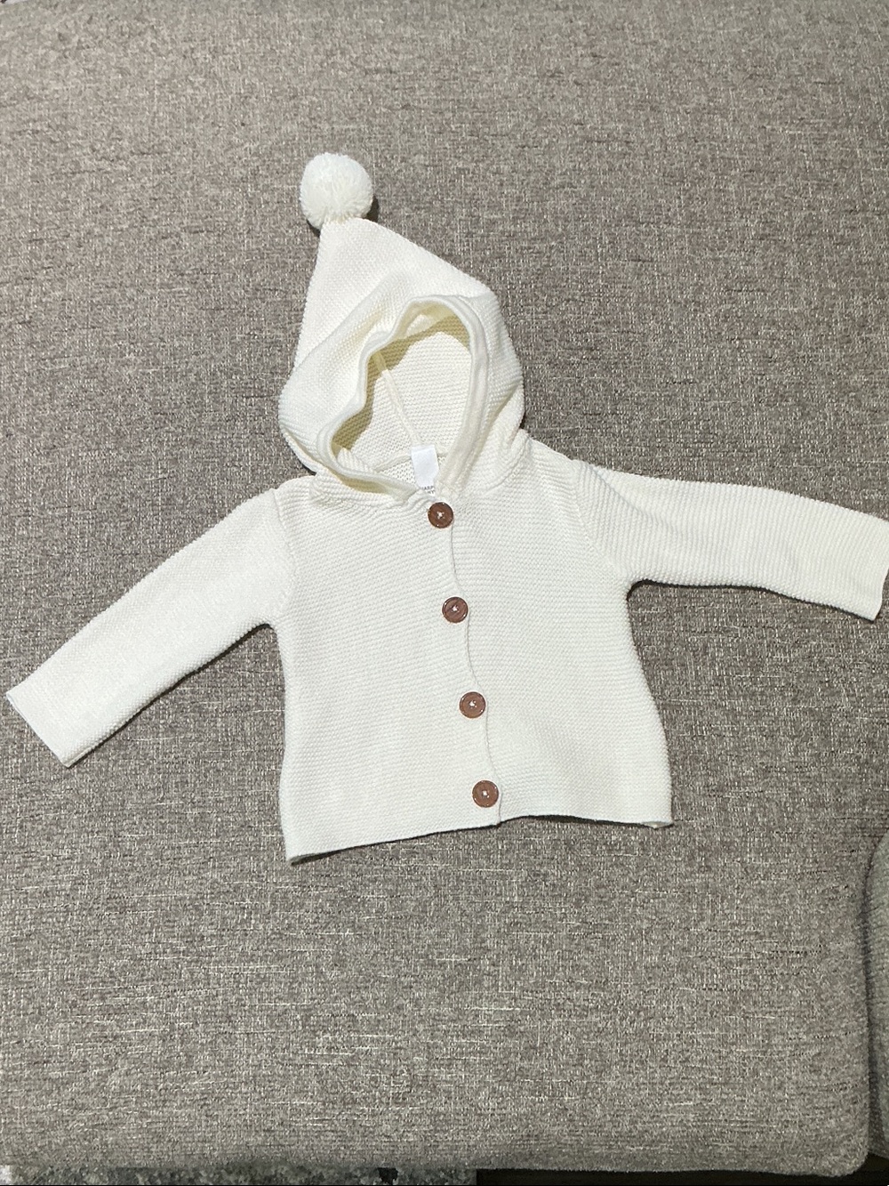 Harper Canyon Cream Hooded Knit Cardigan with Pom Pom